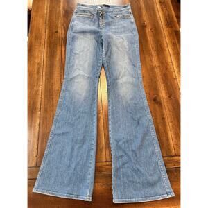 J Brand Love Story Flare Jeans Zip Pocket Light Wash Size 30 Repair